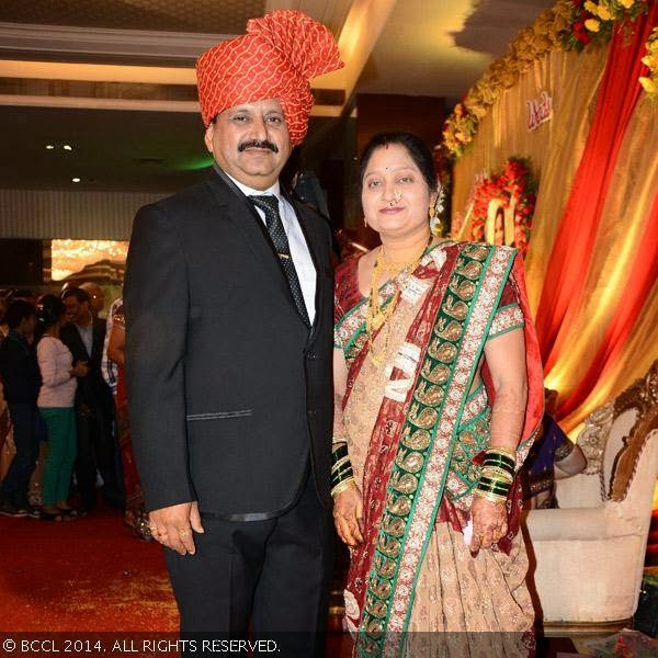 Sunil and Varsha during Himanshu and Prachi's wedding reception, held at Hotel Centre Point, Nagpur.