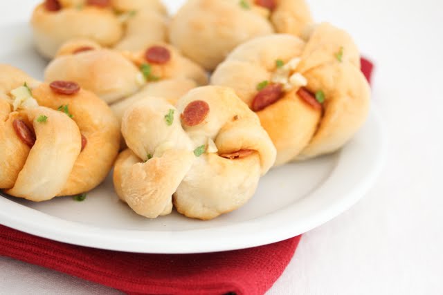 close-up photo of Pepperoni Garlic Knots