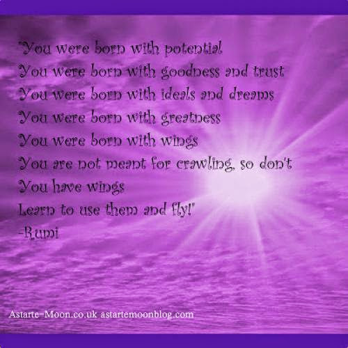 You Were Born With Wings Rumi Positive Affirmation Free E-Card