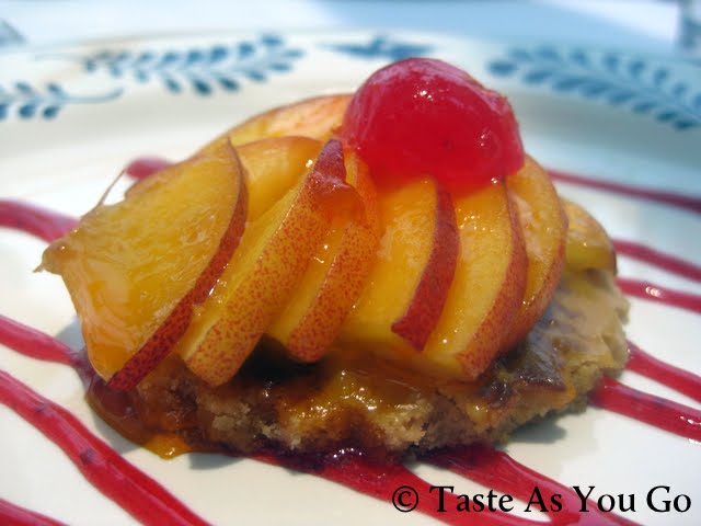 Nectarine Tart with Maraschino Cherry at the Wyndham Cabo San Lucas in Cabo San Lucas, Mexico | Taste As You Go