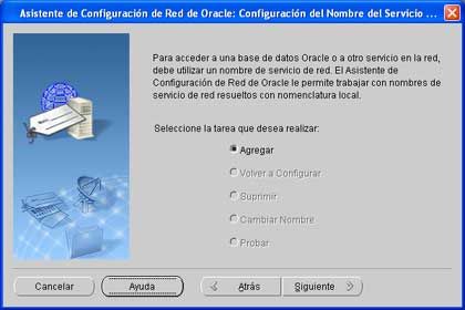 Configuración del Listener, Nombre de red, en Oracle Client 11g y Windows XP 