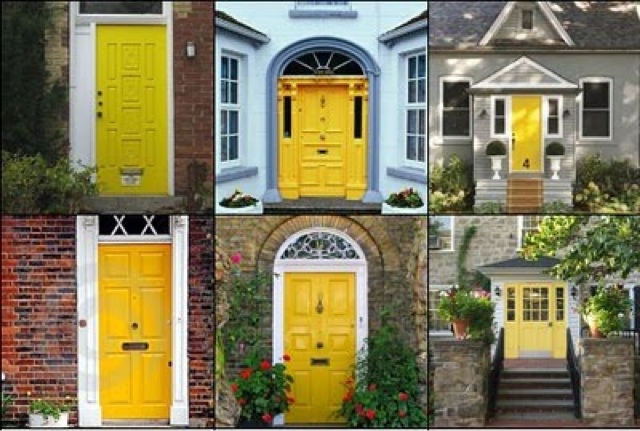 Painted Doors Grey House Brick And Black Painted Doors Grey House Brick And Black