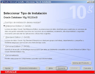 Instalar Oracle Database 10g R2 x64 en Microsoft Windows Server 2008 Standard x64