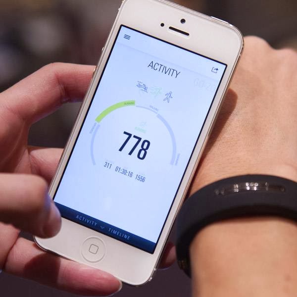 A Reign health tracker bracelet by Jaybird is displayed during Pepcom's "Digital Experience," a consumer electronics showcase, in Las Vegas, Nevada.