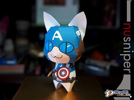 Anime Cat x Captain America Papercraft
