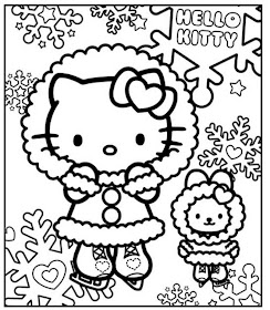 為孩子們的著色頁: Hello Kitty in the winter - free coloring pages