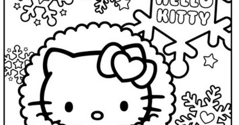 為孩子們的著色頁: Hello Kitty in the winter - free coloring pages