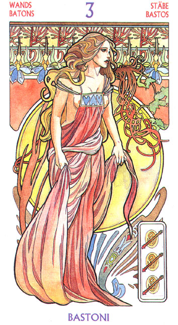 Art Nouveau Tarot Antonella Castelli (Таро Галерея). Галерея и описание карт Bastoni%252003