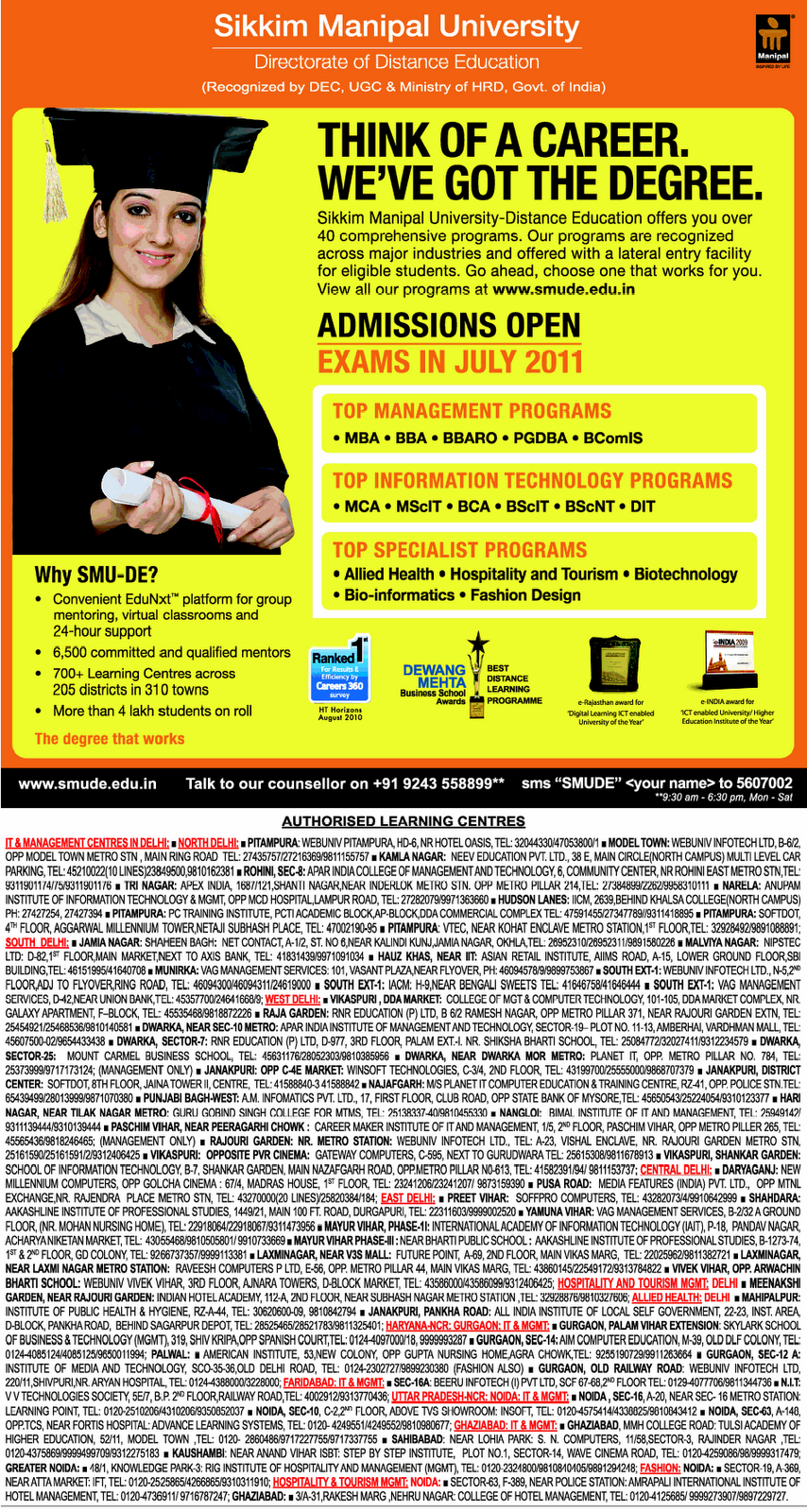 Print Ads: Sikkim Manipal University (SMU) Distance ...