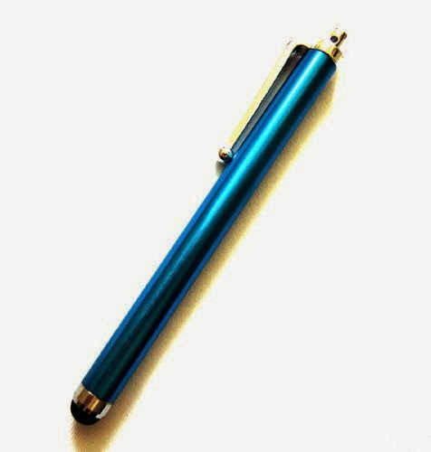  Blue Stylus Soft Touch Pen for Insignia Flex 1O.1 Tablet Android 16GB Metal Black Rubber with a Silver Shirt Clip