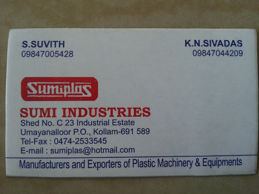 Sumi Industries, Estate Rd, Umayanalloor, Kollam, Kerala 691589, India, Manufacturer, state KL