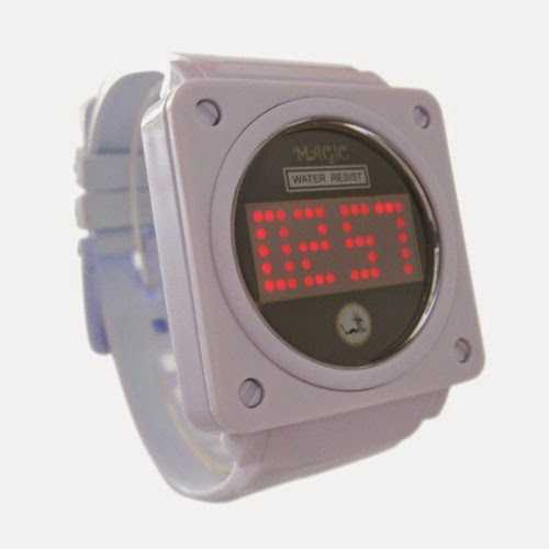  Personalized 60 Lights Plastic LED Touch Screen Watch - White
