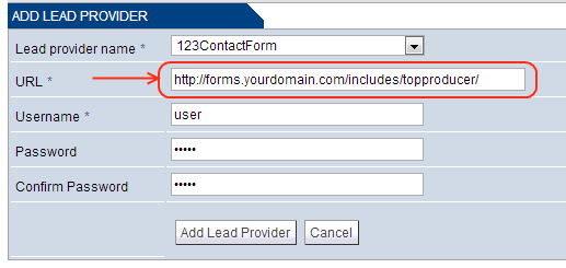 top producer 123formbuilder integration add lead provider screenshot