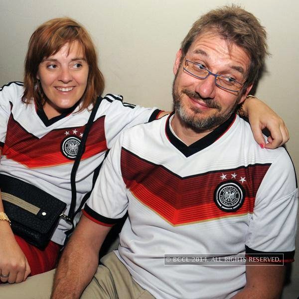 Christina and Alex during the 2014 FIFA World Cup final screening, held at Germany embassy, in New Delhi, on July 13, 2014.