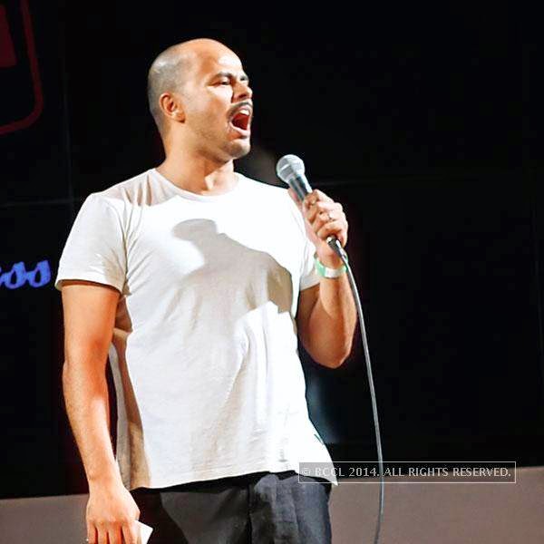 Sourav Pant performs during a stand-up comedy show at Manhattan. 