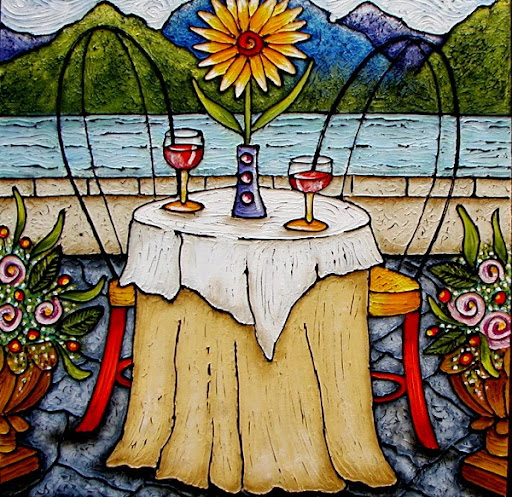 Red wine and ocean breeze. By Artist Chrissandra Unger