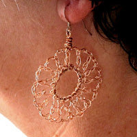 Crochet Wire Earrings - silver & cooper