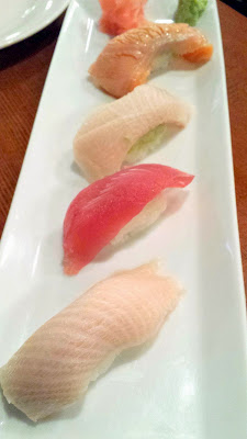 Sushi at Mirakutei, the Buri Belly, Salmon Belly Aburi, Tuna, and Yellowtail