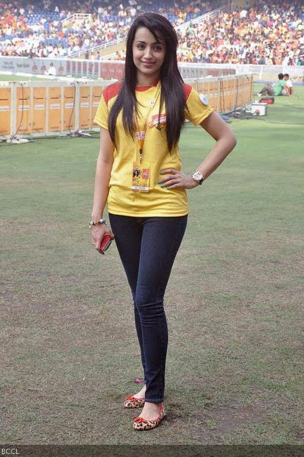 Trisha Krishnan during the Celebrity Cricket League 2014, held at the DY Patil Stadium, in Mumbai, on January 25, 2014. (pic: Viral Bhayani)