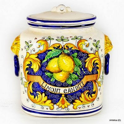  MAJOLICA: Oval canister ''Limoni Canditi'' [Candied Lemons] [#BA29]