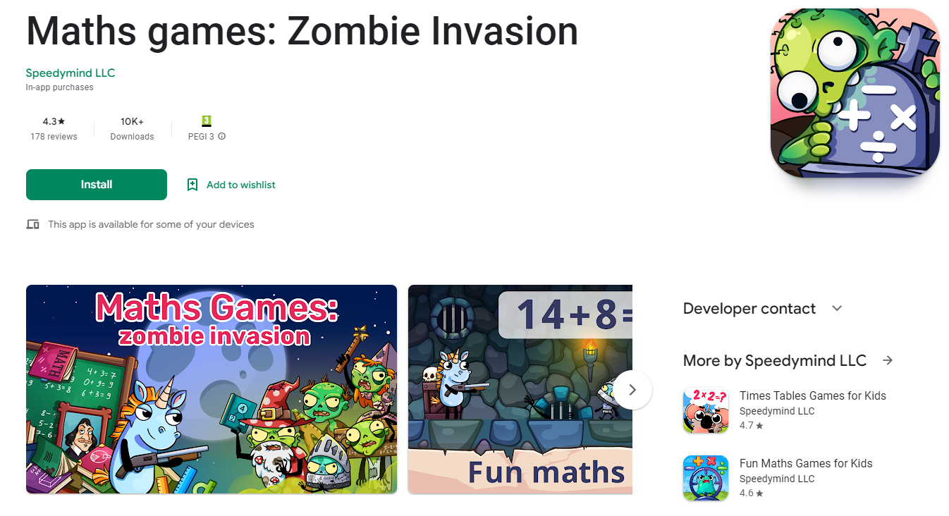 Maths games: Zombie Invasion.