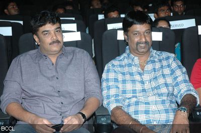 Sundar C with a guest at the audio launch of their movie 'Settai', held at Sathyam Cinemas in Chennai.