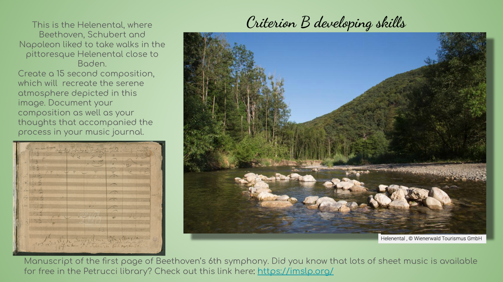 15 second composition task based on the Helenenvalley picture.