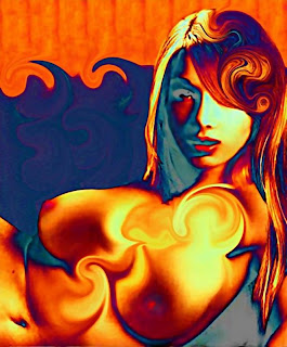 Original digital fine art Female - Female Contemporary Nude On A Wave