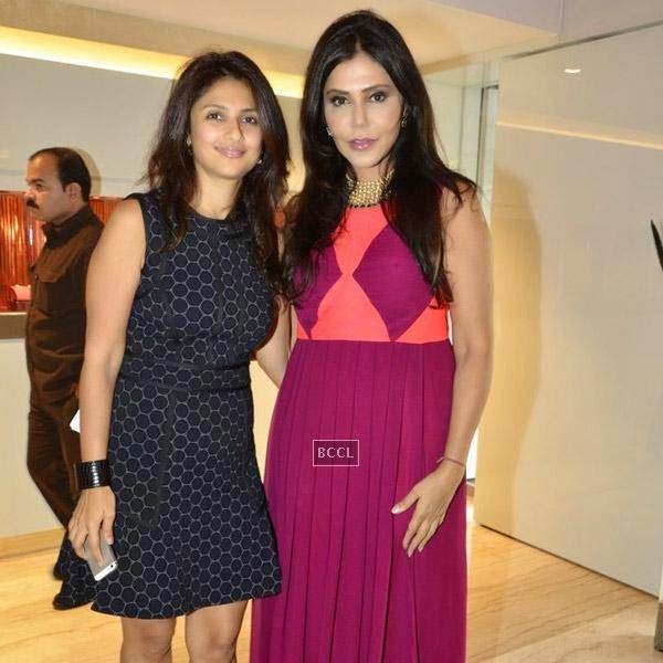Nisha Jamwal poses with a guest during a high tea party, held at Zoya on July 24, 2014.(Pic: Viral Bhayani)