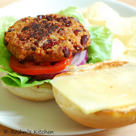 Roshni's Kitchen: Kidney Bean and Oats Burger - Vegan Burger