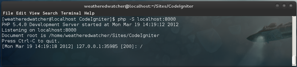 php server in the terminal
