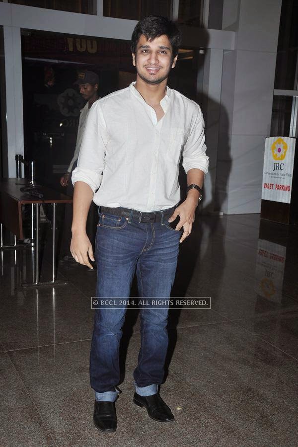 Nikhil during an event, in Hyderabad.
