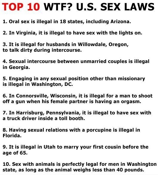 Top 10 WTF? U.S Sex Laws