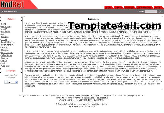 Free Red White Phpnuke Theme Template