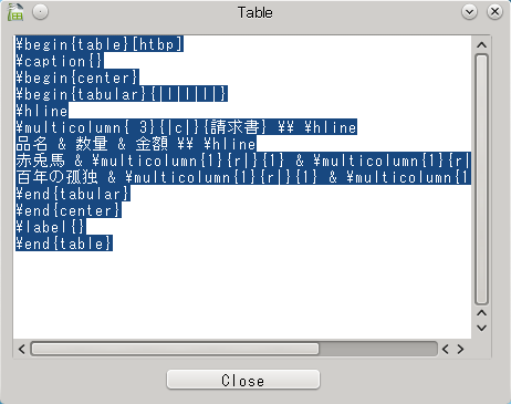 Latex Multicolumn Table