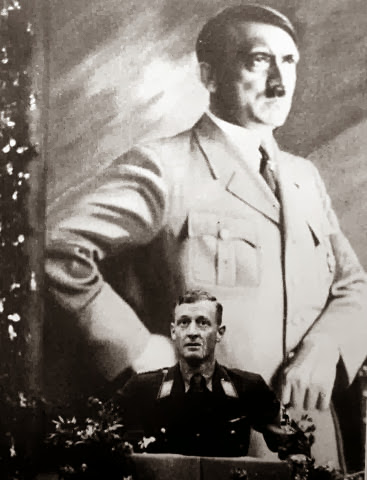 Colegio Alemán de Barcelona: Ortsgruppenleiter Walter Bartoleit dando un discurso