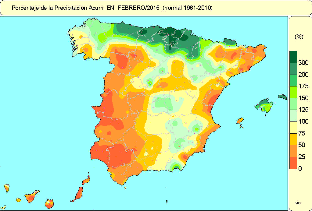 Febreo de 2015 en España: muy frío y normal en precipitaciones
