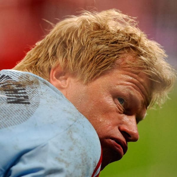 Bayern Munich's goalkeeper Oliver Kahn reacts during his farewell match against the German national soccer team in Munich.