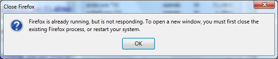 Firefox launch error already running