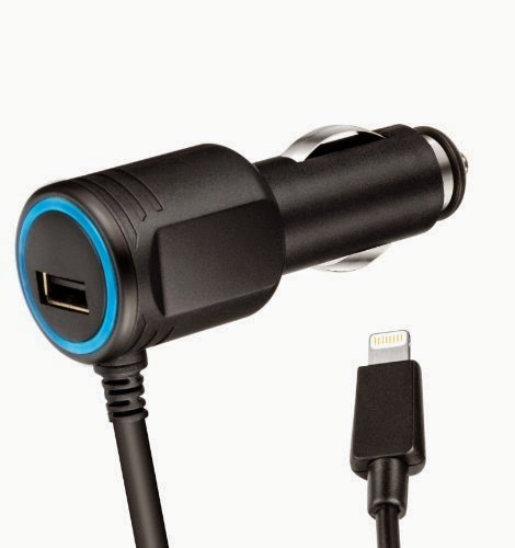  Steepower 18W / 2.1A Dual-Port Car Charger with Built-in Micro USB Coiled Cord for Android, Provide Simultaneous Full-Speed Charges to iPads and Smartphones (Lightning Connector Car Charger) - MFI Apple Approved!