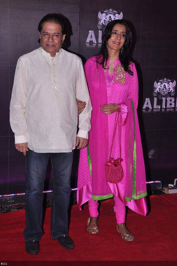 Anup Jalota arrives at Bollywood actress Sridevi's birthday party, held in Mumbai, on August 17, 2013. (Pic: Viral Bhayani)