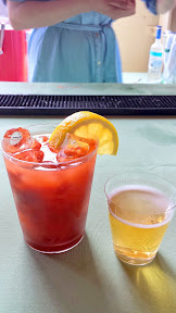 Radar Lily Tollefsen and Jonathan Berube brought a Voddie Mary that had tomato, roasted garlic, peppercorn, tapatio, lemon, lime, vodka secrets with Rainier-Celery Soda shot to follow. Portland Monthly's Country Brunch 2014 at Castaway benefiting Zenger Farm