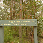 Sign showing Gap Creek Lookout and Monkey Face Lookout on Monkey Face road in the Watagans (323048)