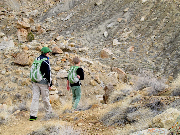 The boys nearing the base of the climb