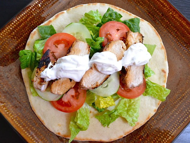 chicken shawarma wrap open on plate