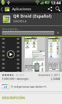 Escanear cdigos QR con smartphone Samsung Galaxy SII y aplicacin QR Droid
