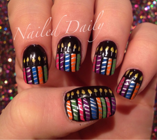 Nailed Daily: Day 257 - 28 Birthday Candles