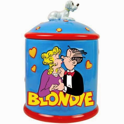  Blue Blondie Cookie Jar with Dagwood Kisses  &  Daisy Dog Lid Figurine