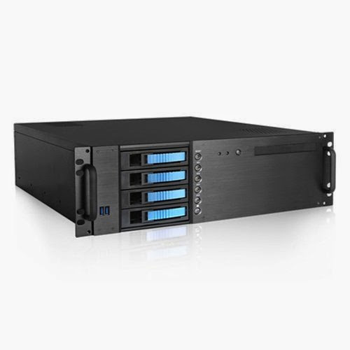  iStarUSA D-340HB-T-BLUE 2U Compact 3x 3.5-Inch Bay Hotswap microATX Chassis - Blue
