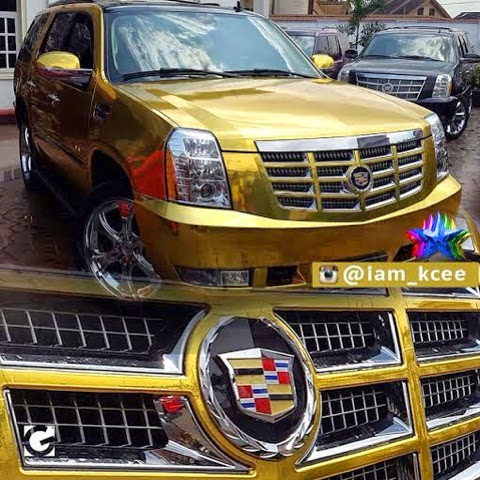 Kcee gets Gold shoes to go with new Gold Cadillac Escalade!